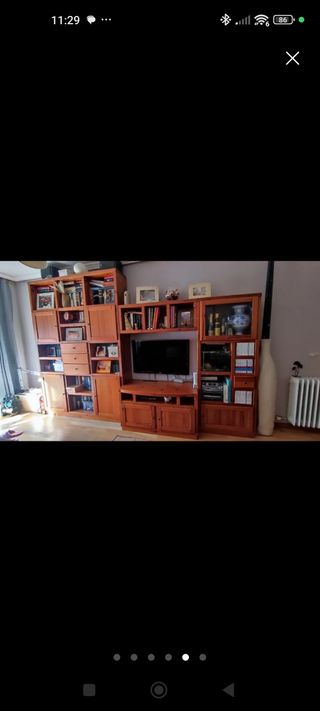 Conjunto muebles salón madera maciza. Mesa,sillas