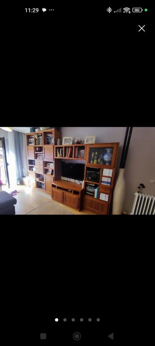 Conjunto muebles salón madera maciza. Mesa,sillas