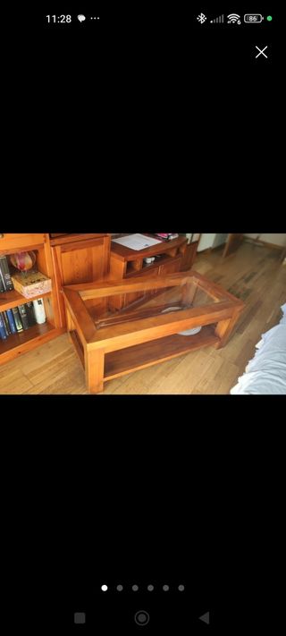 Conjunto muebles salón madera maciza. Mesa,sillas