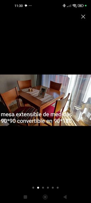 Conjunto muebles salón madera maciza. Mesa,sillas