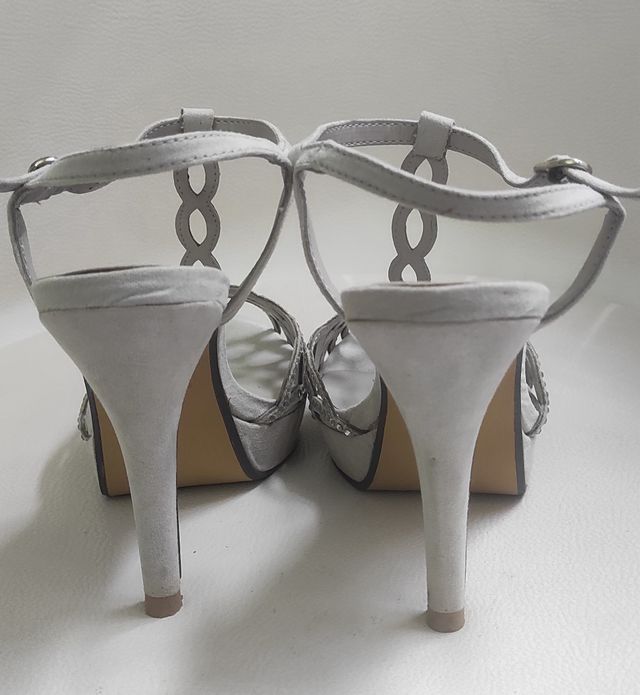 Sandalia tacón alto gris (hielo), swarovski