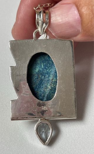 Colgante de crisocola con cadena en plata ley 925