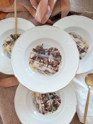 4 piatti fondi London vintage English