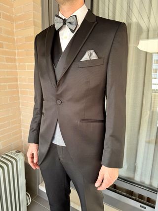 Traje novio, chaleco, tirantes, pajarita y pañu