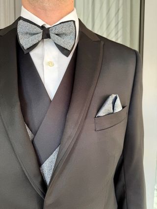 Traje novio, chaleco, tirantes, pajarita y pañu