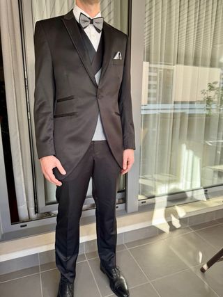 Traje novio, chaleco, tirantes, pajarita y pañu