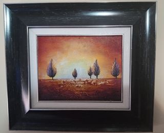 3 cuadros decorativos paisajes al oleo