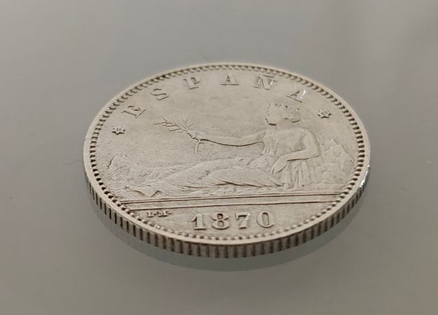 EXCELENTE 1 PESETA 1870 *18 70 ESPAÑA SNM EBC