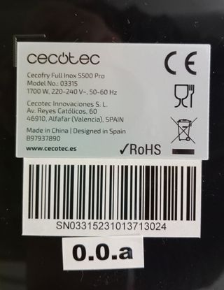 Freidora de aire Cecotec.