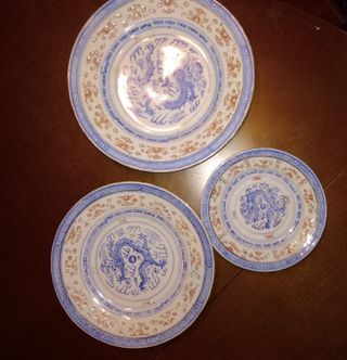 3 Piattini cinesi con disegni di draghi