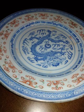3 Piattini cinesi con disegni di draghi