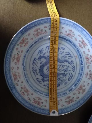 3 Piattini cinesi con disegni di draghi