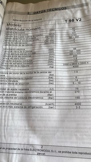 INYECTORA PLASTICO ELECTROMODUL