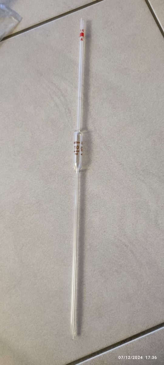 8 Pipetas aforada de 10ml de vidrio