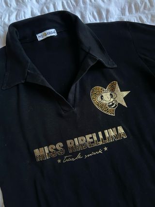 Vintage y2k glam black long sleeves polo top