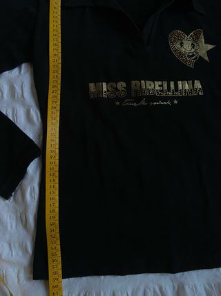 Vintage y2k glam black long sleeves polo top