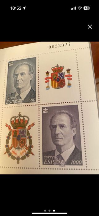 Carnet de lujo de sellos y pruebas del rey.