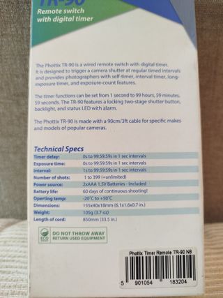 Mando a distancia para cámara fotos