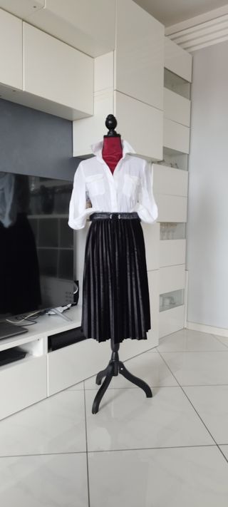 Gonna velluto liscio plissettata nero tg S Itrend