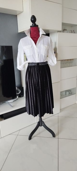 Gonna velluto liscio plissettata nero tg S Itrend