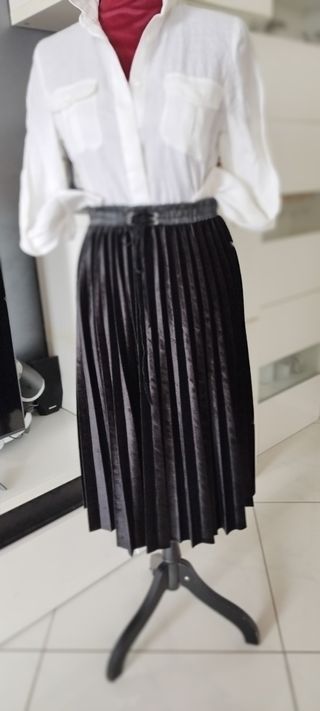 Gonna velluto liscio plissettata nero tg S Itrend