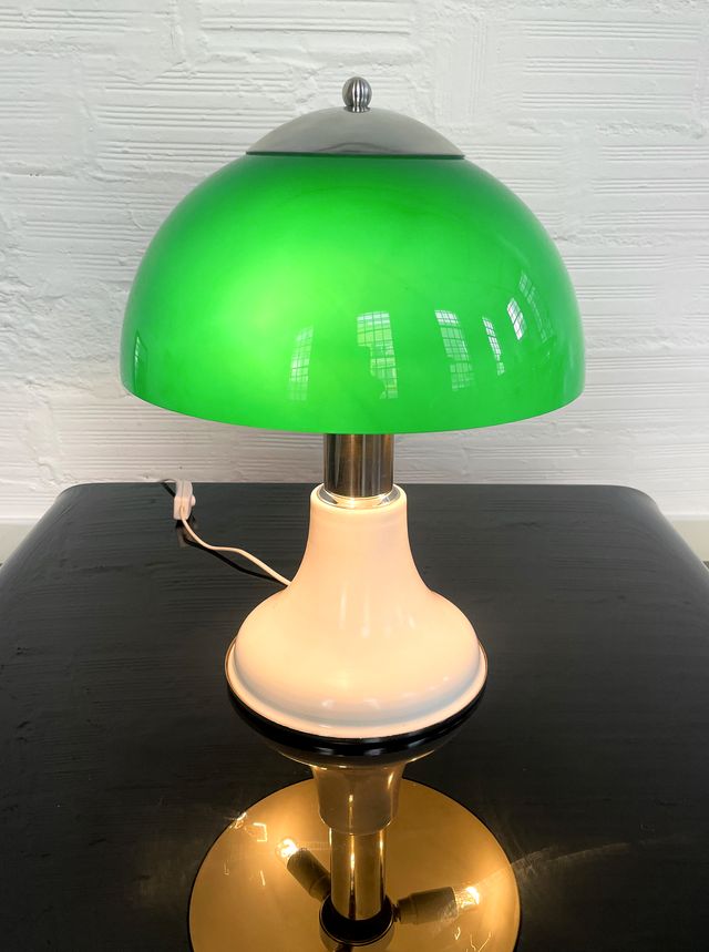 LÁMPARA SOBREMESA CHAMPIÑÓN VERDE. 70s