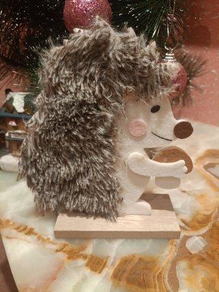 FIGURA NUEVA ERIZO NAVIDAD 20CM MADERA