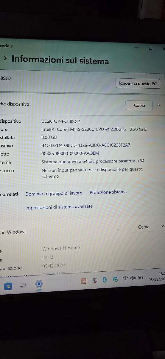 PC 15" HP AC-087NL Intel I5 8/512 ssd