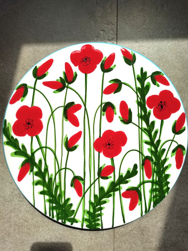 Piatto ceramica italiana, papaveri, D31