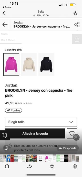 Ganga Sudadera Jordan brooklyn chica