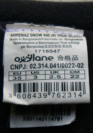 Quechua Arpenaz Snow 400 Jr True Black mis. 35
