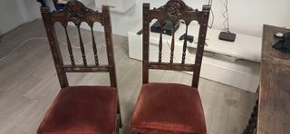 Sillas antiguas de ROBLE Y TERCIOPELO