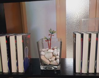 JARRÓN CUADRADO CRISTAL GRUESO + PIEDRAS