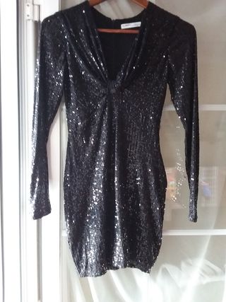 Vestido mujer le lentejuelas fiesta negro Pull&Bea