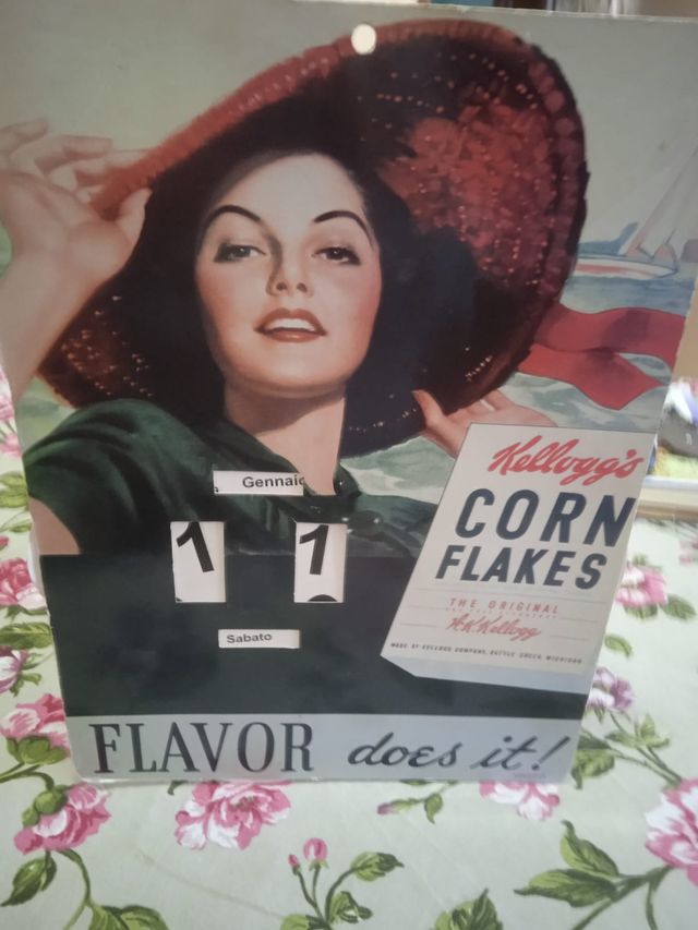 Calendario perpetuo vintage Kellogg's Corn Flakes