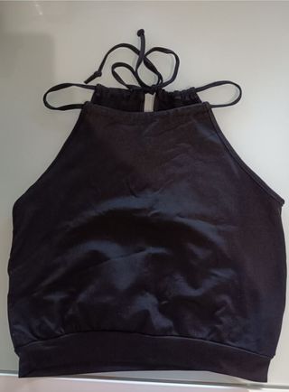 Top canottiera crop nero corto, tg. M fascia vita