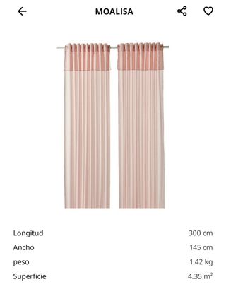 Juego de cortinas rosa Moalisa Ikea
