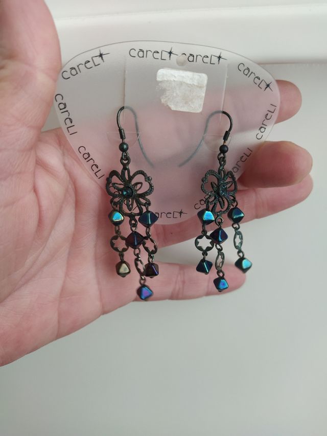 Pendientes largos piedras azules