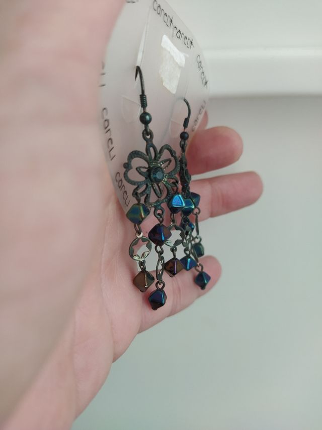 Pendientes largos piedras azules