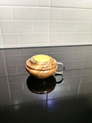 Portacandela in legno di ulivo manico acciaio inox