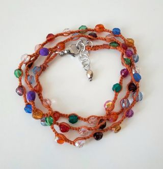 Collana arancio con cristalli 4mm