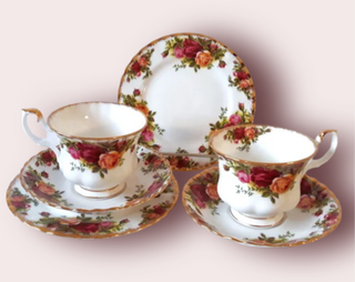 Lote de 2 trios Royal Albert Rosas de campo