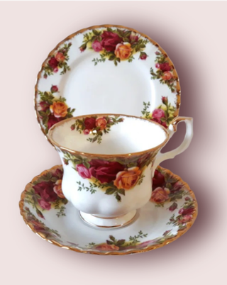 Lote de 2 trios Royal Albert Rosas de campo