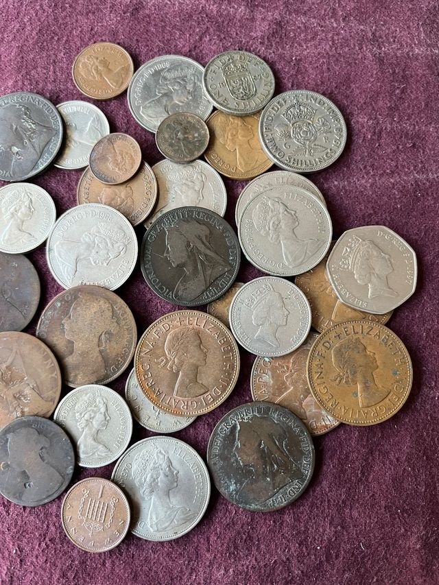 Lote 32 monedas antiguas Reino Unido