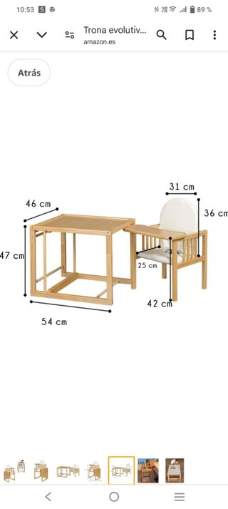 Trona evolutiva de madera