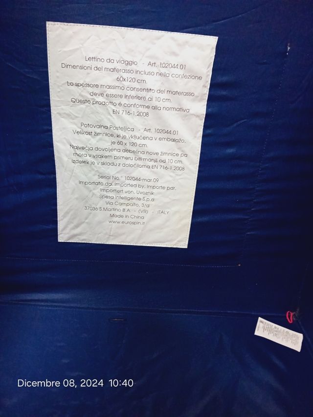 Lettino da viaggio blu