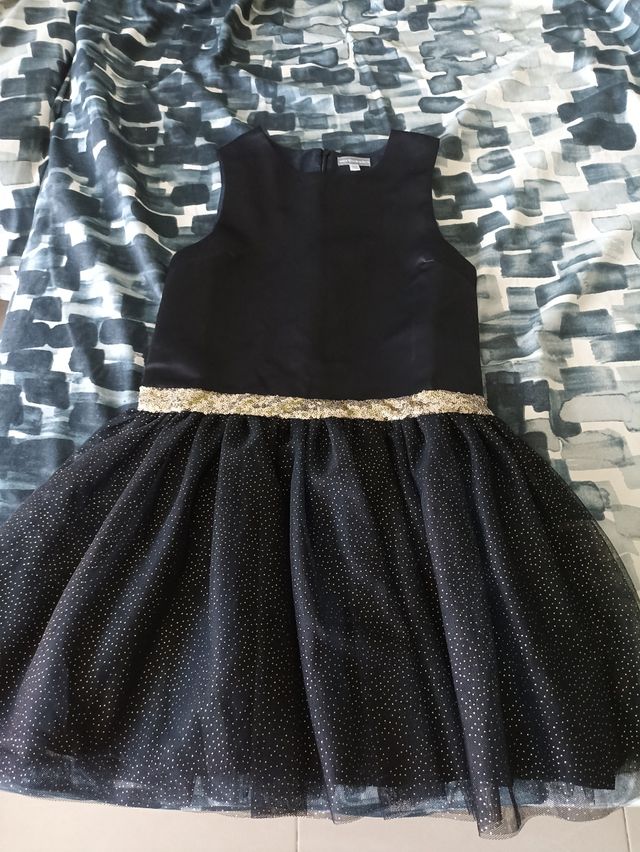 Vestido niña 10 años. Negro y dorado