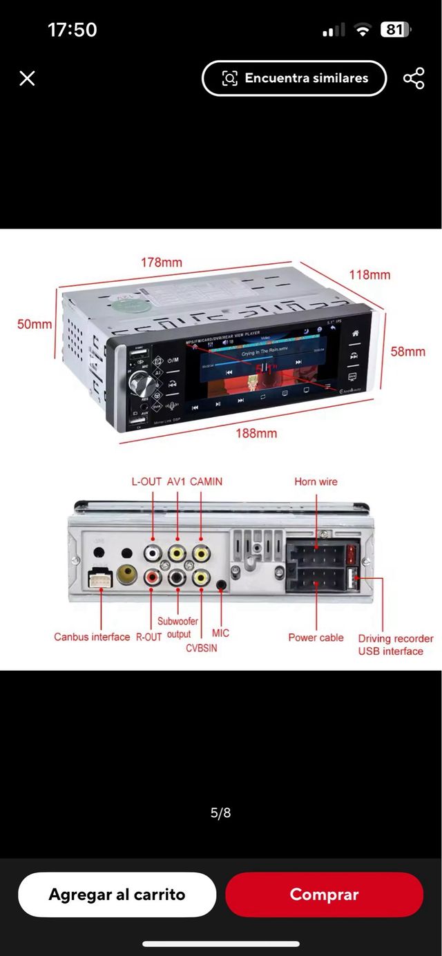 Radio con pantalla 5 pulgadas