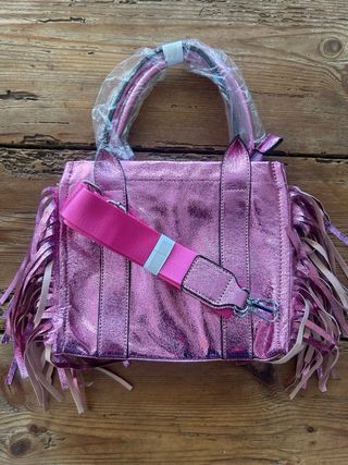 Bolso flecos brillante negro