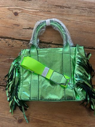 Bolso flecos brillante negro